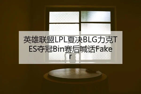 英雄联盟LPL夏决BLG力克TES夺冠Bin赛后喊话Faker